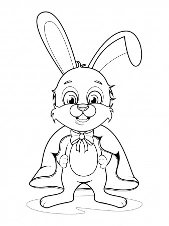 Premium Vector | Coloring page cute cartoon bunny in a raincoat and with a  bow