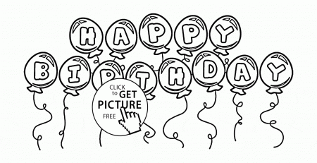 Bunch of Balloons Happy Birthday coloring page for kids, holiday ...