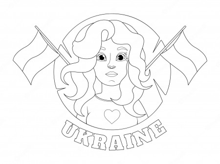 Premium Vector | Coloring page crying girl with ukrainian flags and the  inscription ukraine