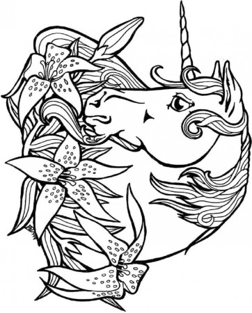 Unicorn Head And Flowers Coloring Page - Free Printable Coloring Pages for  Kids
