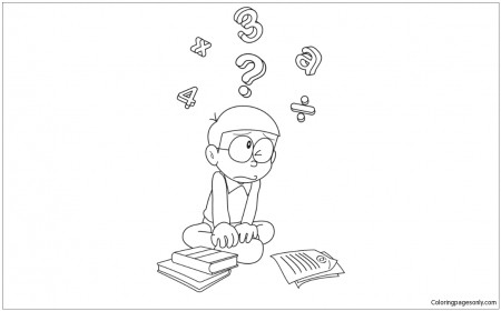 Nobita Studied Mathematics Coloring Page - Free Coloring Pages Online