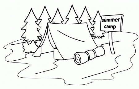 Summer Camp Tent Sleeping Bag Coloring Page | Wecoloringpage