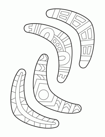 Free printable boomerang coloring page. Download it at  https://museprintables.com/dow… | Around the world crafts for kids,  Aboriginal art for kids, Australia crafts