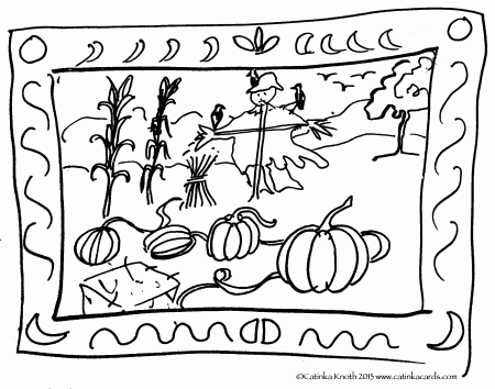 Autumn Scene Coloring Page - Coloring Pages For All Ages