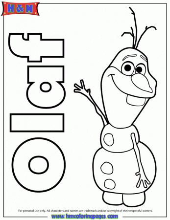 Frozen Olaf Coloring Page, The Snowman From Frozen Movie Coloring ...