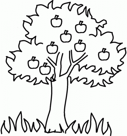 The Thick Apple Tree Coloring For Kids Tree Coloring Pages Fruit ...