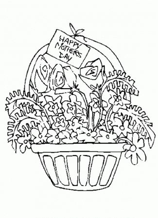 Basket of Flowers for Mothers Day Coloring Pages | Best Place to Color