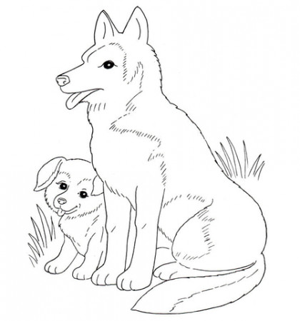 Dog Mother And Puppy coloring page | Free Printable Coloring Pages