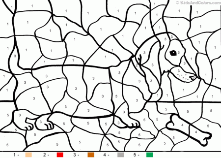 Animal_color_by_number Dog with bone Animal color by number coloring pages