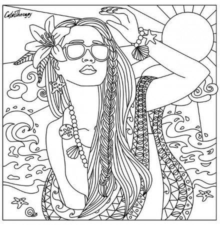 Beach babe coloring page | Beach coloring pages, Coloring pages, Coloring  pages for girls