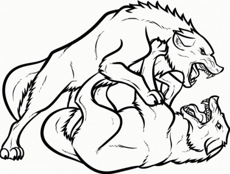 Wolf Fight Coloring Page coloring page & book for kids.