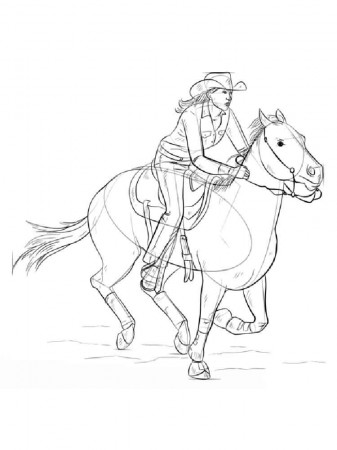 Cowgirl and Horses coloring pages