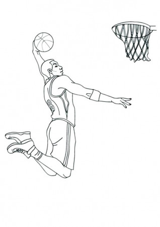 Coloring Pages | Basketball Player Doing Goal