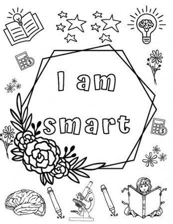 I Am Smart Affirmation Coloring Page Kids PNG Download - Etsy
