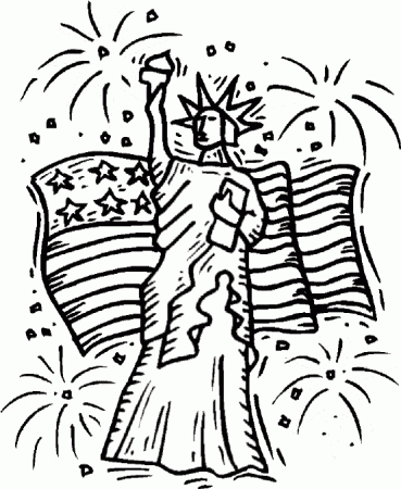 4th of July coloring pages! Statue of Liberty, American flag, and ...