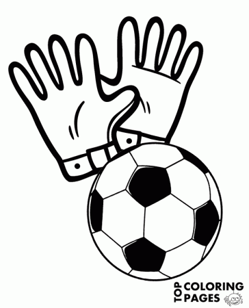Football goalkeeper gloves and a ball - Topcoloringpages.net