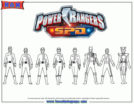 Power Rangers Spd Group Coloring Page | H & M Coloring Pages