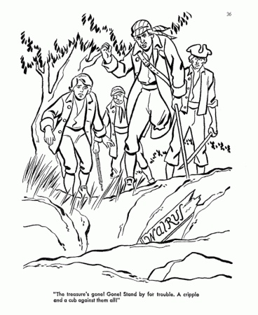 Treasure Island coloring pages | The Treasure is Gone! - Buried 
