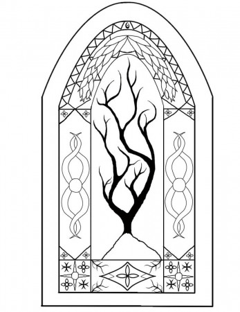 Tree Stained Glass Coloring Page - Free Printable Coloring Pages for Kids