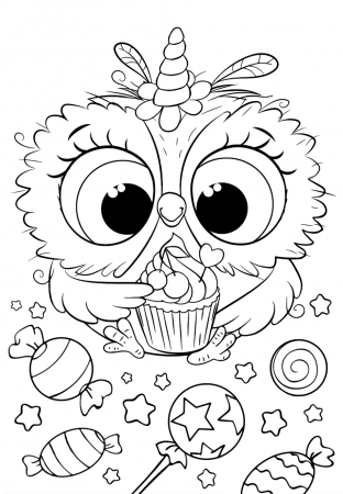 Owl unicorn - Coloring pages for you