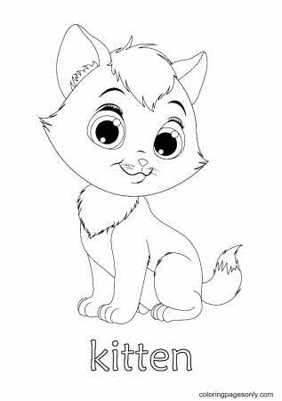 Kitten With Big Eyes Coloring Pages - Kitten Coloring Pages - Coloring Pages  For Kids And Adults