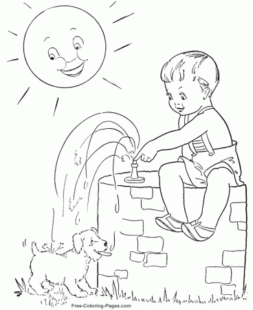 Summer Coloring Sheets - A drink for puppy 31