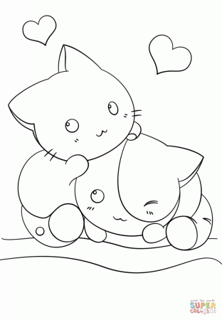 Kawaii Kittens coloring page | Free Printable Coloring Pages