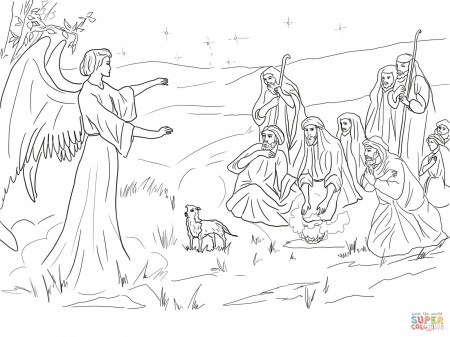 Angel Gabriel Announcing the Birth of Christ to Shepherds coloring ...