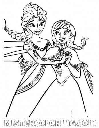 Coloring Pages For Kids Elsa Queen And Princess Anna Hugging Frozen Adults  Printable – Dialogueeurope