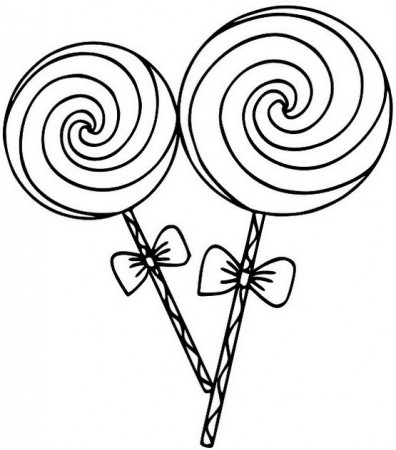 Candy and Lollipop Coloring Page of Food - Mitraland
