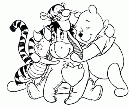 Hugging friends coloring page | Free Printable Coloring Pages