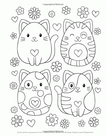 Amazon.com: Notebook Doodles Adorable Pets: Coloring & Activity Book  (Design Originals) 32 Dazzling Design… | Easy coloring pages, Cat coloring  page, Coloring pages