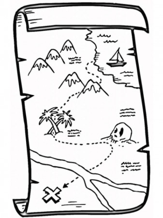 Treasure Map coloring page - free printable coloring page