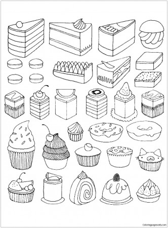 Cake Desserts Coloring Pages - Desserts Coloring Pages - Coloring Pages For  Kids And Adults