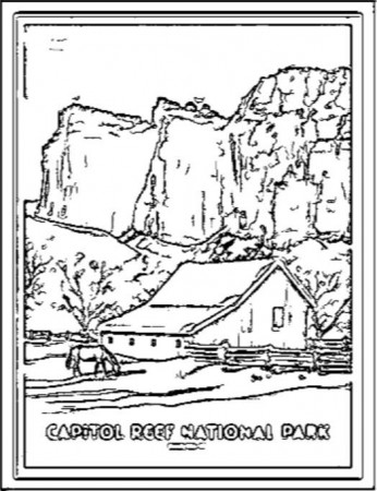 Capitol Reef National Park Coloring Page | Coloring pages, Capitol reef national  park, Color