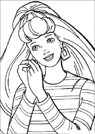 Barbie is Happy Coloring Page - Free Printable Coloring Pages for Kids