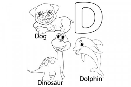 Coloring sheet from letter D for kids