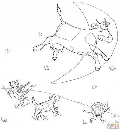 Hey Diddle Diddle the Cat and the Fiddle coloring page | Free ...