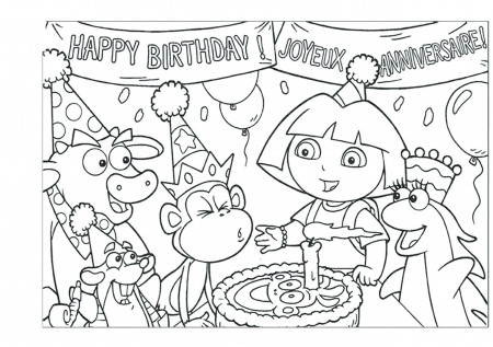 Coloring Pages : Best Coloring Happy Birthday Dora The ...