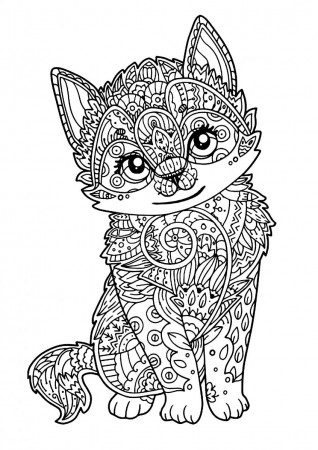 Coloring Pages : Cat And Dog Coloring Pages Cute Kitten Cats ...