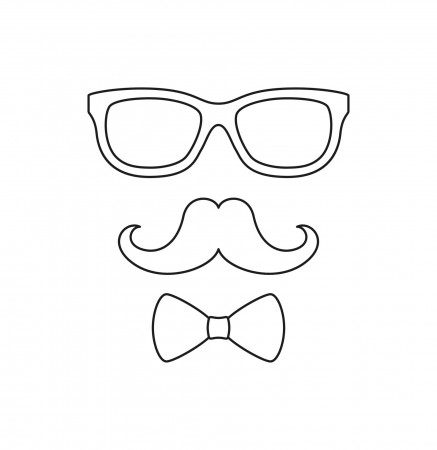 Coloring page with Mustache, Bow Tie, and Glasses for kids 9955394 Vector  Art at Vecteezy