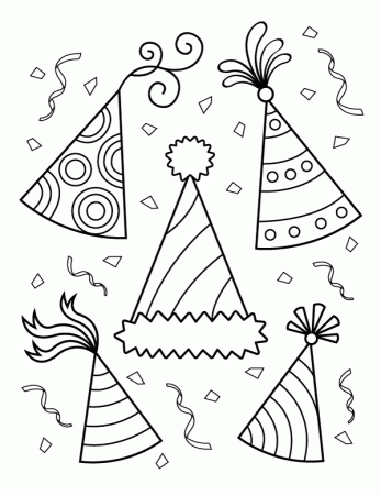 Printable Party Hats Coloring Page