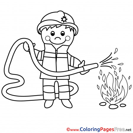 Fire Fighter Colouring Page printable free