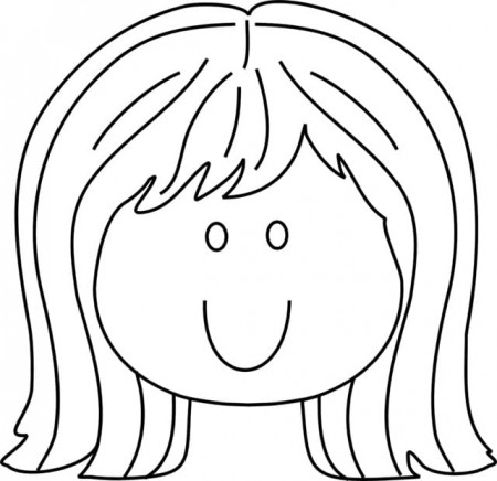 Happy Girl Face Coloring Page - Free Printable Coloring Pages for Kids