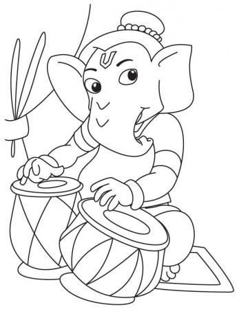 Lord ganesha playing tabla coloring page | Download Free Lord ...