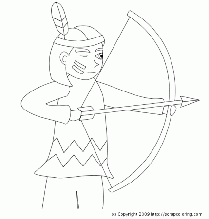 Indian with Bow and Arrows coloring page
