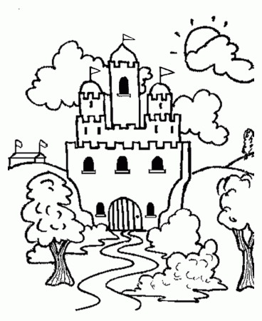 Castle Coloring Page : Printable Coloring Book Sheet Online for 