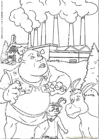Coloring Pages Shrek Pusstheboots Donkey (Cartoons > Shrek) - free 