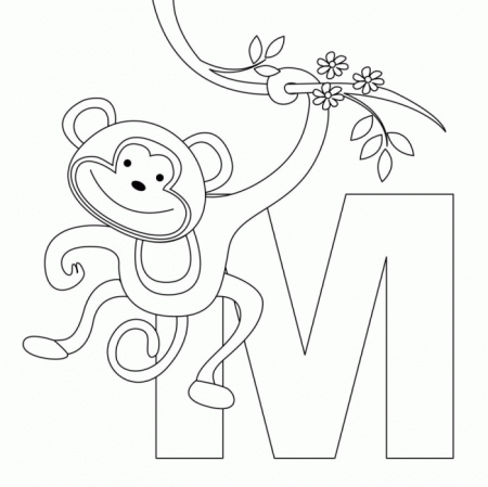 Monkey Alphabet Coloring Pages | 99coloring.com