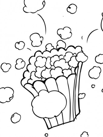 Yummy Sweet Popcorn Coloring Pages | kids coloring pages